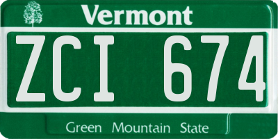 VT license plate ZCI674
