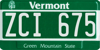 VT license plate ZCI675