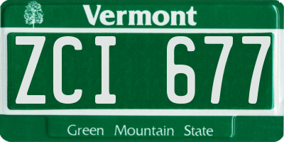VT license plate ZCI677