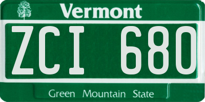 VT license plate ZCI680
