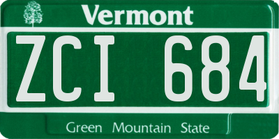 VT license plate ZCI684