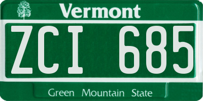 VT license plate ZCI685