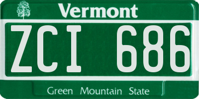 VT license plate ZCI686