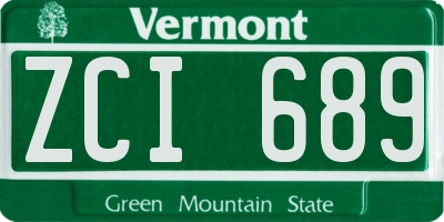 VT license plate ZCI689