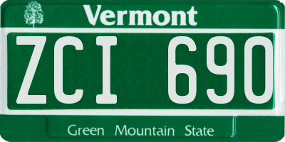 VT license plate ZCI690