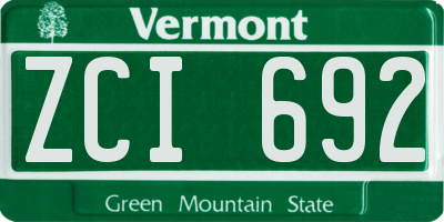 VT license plate ZCI692