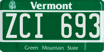 VT license plate ZCI693