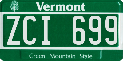 VT license plate ZCI699