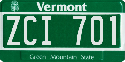 VT license plate ZCI701