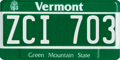 VT license plate ZCI703