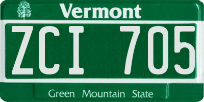 VT license plate ZCI705