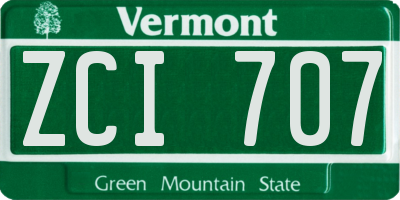 VT license plate ZCI707
