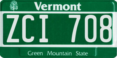 VT license plate ZCI708
