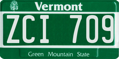VT license plate ZCI709