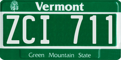 VT license plate ZCI711