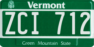 VT license plate ZCI712