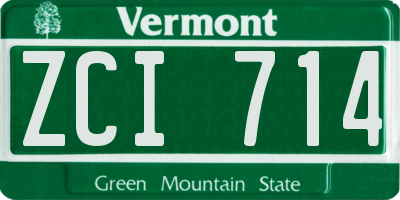 VT license plate ZCI714