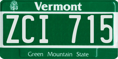 VT license plate ZCI715
