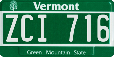VT license plate ZCI716