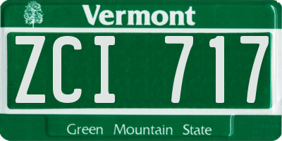 VT license plate ZCI717