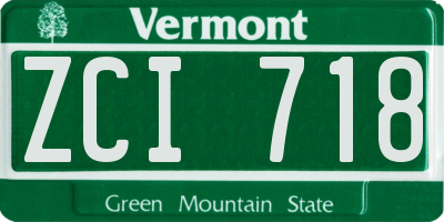VT license plate ZCI718