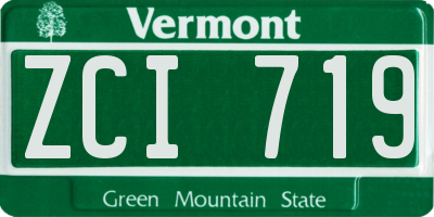 VT license plate ZCI719