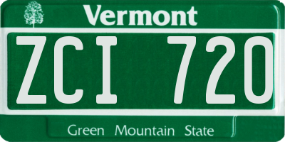 VT license plate ZCI720