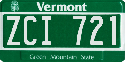VT license plate ZCI721
