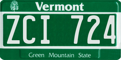 VT license plate ZCI724
