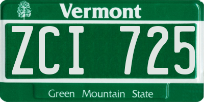 VT license plate ZCI725