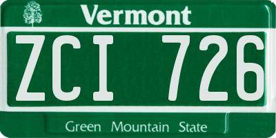 VT license plate ZCI726