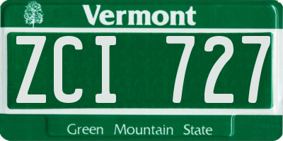 VT license plate ZCI727