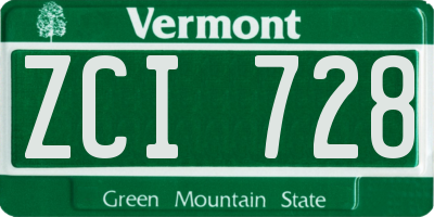 VT license plate ZCI728