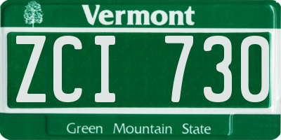 VT license plate ZCI730