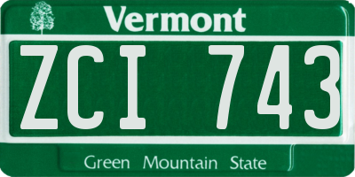 VT license plate ZCI743