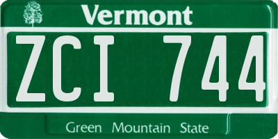 VT license plate ZCI744