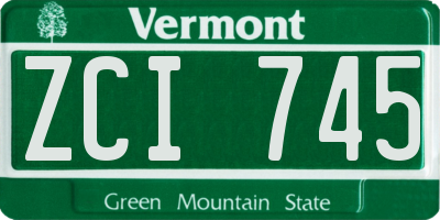 VT license plate ZCI745