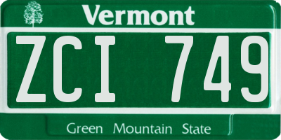 VT license plate ZCI749