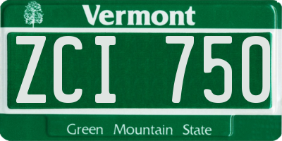 VT license plate ZCI750