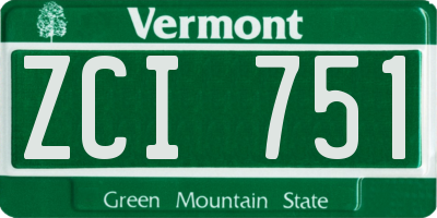VT license plate ZCI751