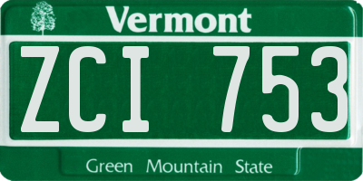 VT license plate ZCI753