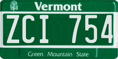 VT license plate ZCI754