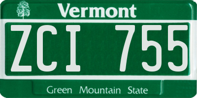 VT license plate ZCI755