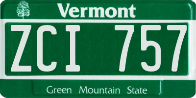 VT license plate ZCI757
