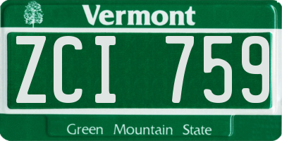 VT license plate ZCI759