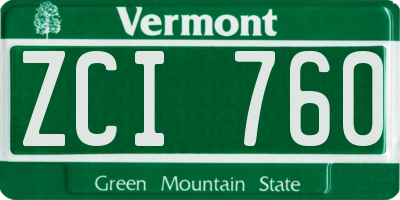 VT license plate ZCI760