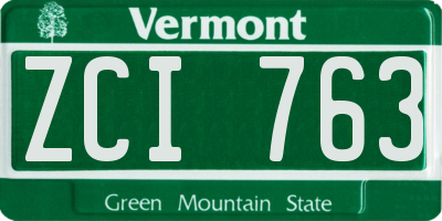 VT license plate ZCI763
