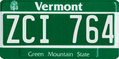 VT license plate ZCI764