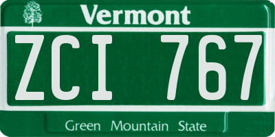 VT license plate ZCI767