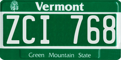 VT license plate ZCI768